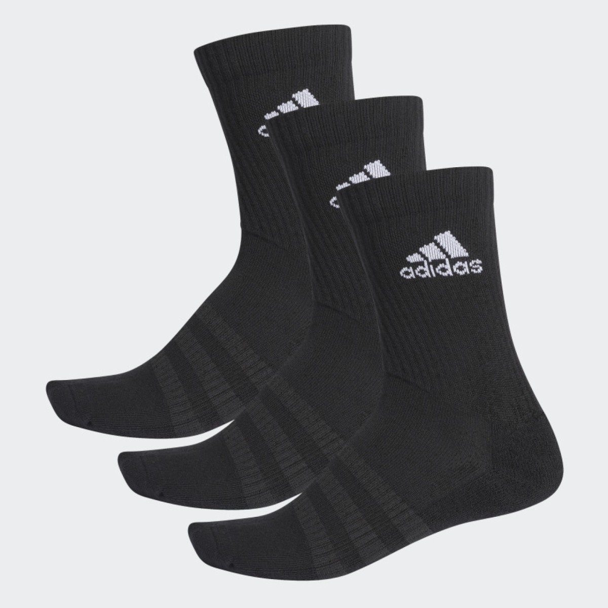 adidas Cushioned 3 Pack Of Socks Black Heel-to-toe cushioning makes ...