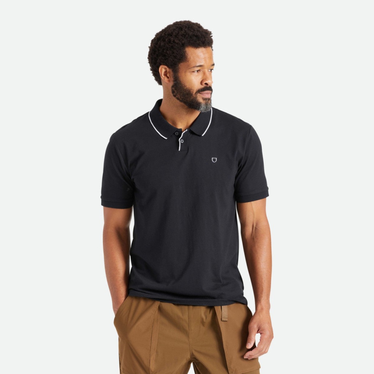 Brixton Proper Polo Shirt Black - The Shoe Library