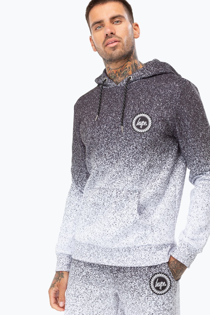 Hype Speckle Fade Pop Over Hoodie Black / White - The Shoe Library