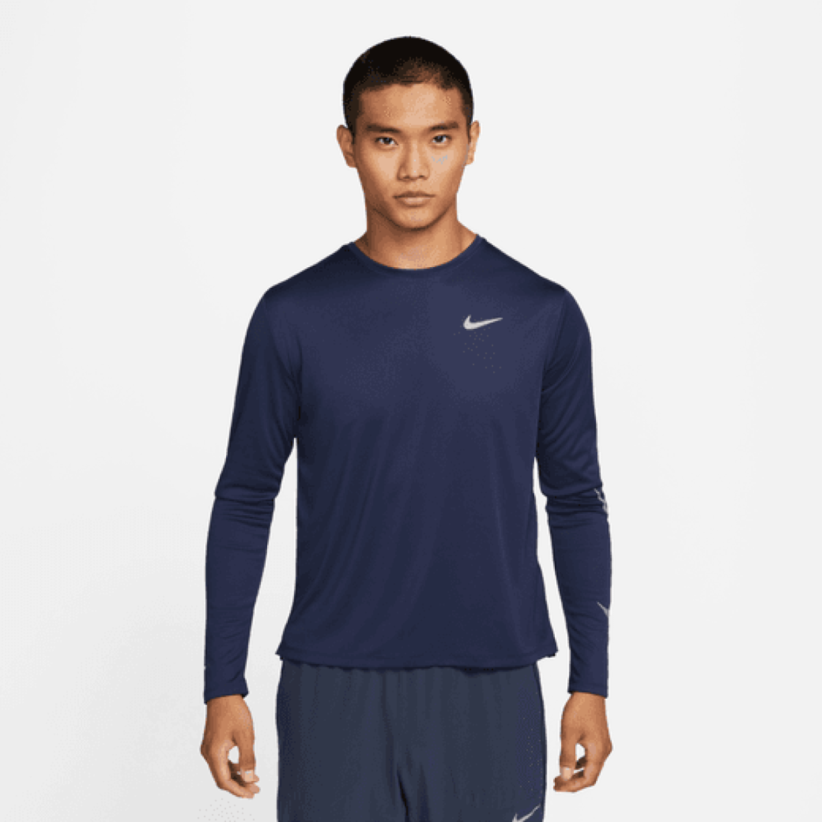 Nike Miler Run Division Top Midnight Navy / Reflective Silver Cool ...