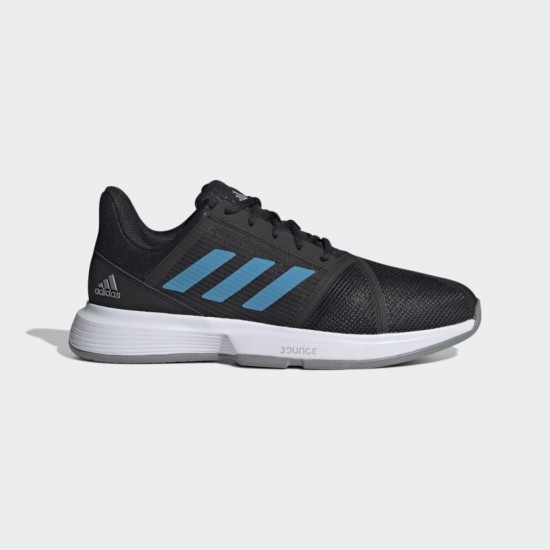 adidas CourtJam Bounce Tennis Shoes Core Black / Sonic Aqua / Cloud White