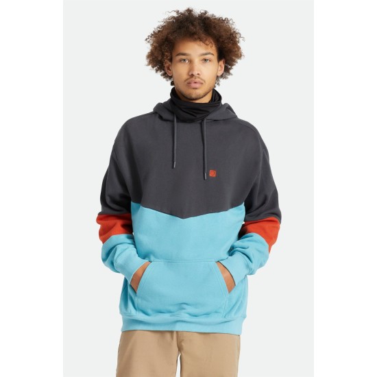 Brixton Beta Square Hoodie Washed Black / Blue