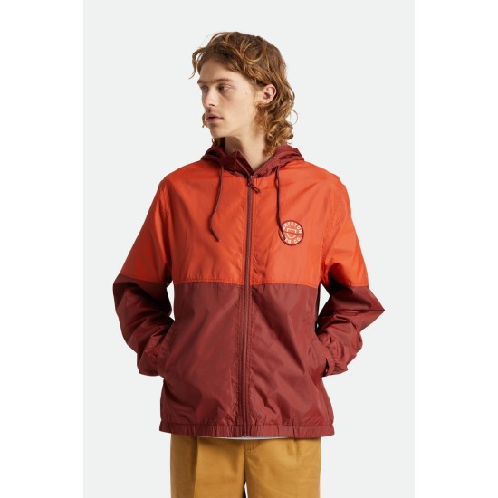 Brixton Claxton Crest Zip Hooded Jacket Orange