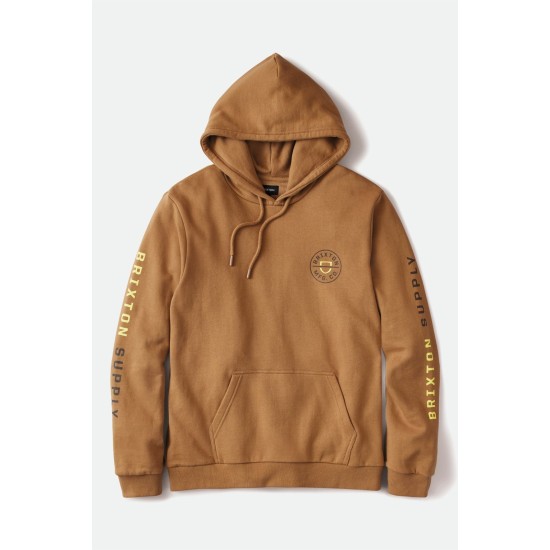 Brixton Crest Hoodie Mojave / Brown / Limelight