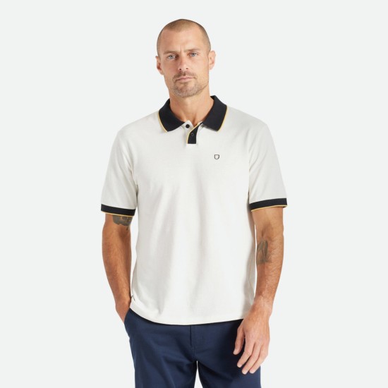 Brixton Proper Polo Shirt Off White / Black