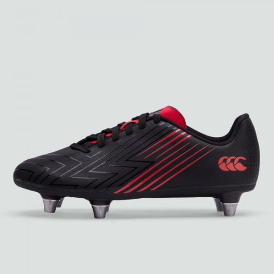 Canterbury Speed 3 Junior Soft Ground Rugby Boots Black / Red