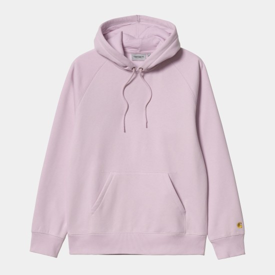 Carhartt WIP Chase Logo Hooded Sweatshirt Pale Quartz / Gold