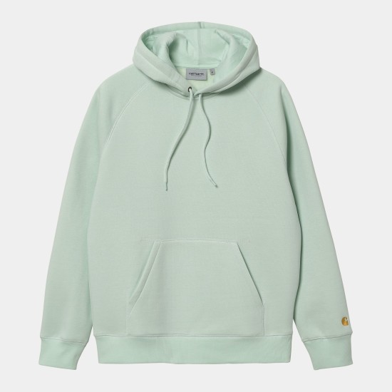 Carhartt WIP Chase Logo Hooded Sweatshirt Pale Spearmint / Gold