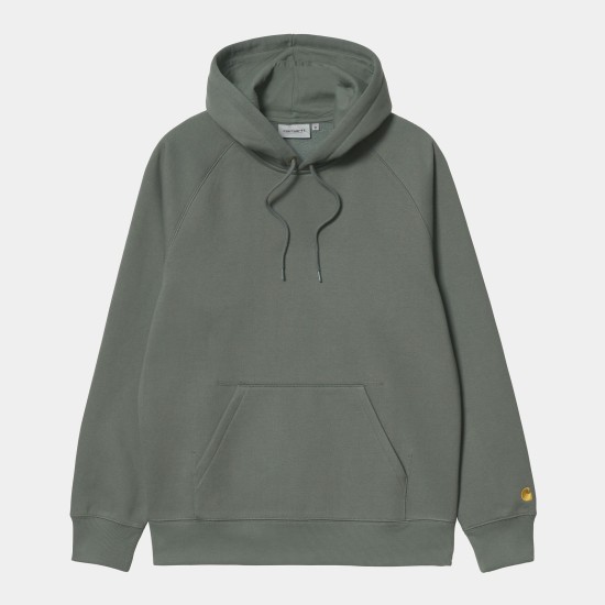 Carhartt WIP Chase Logo Hooded Sweatshirt Thyme / Gold