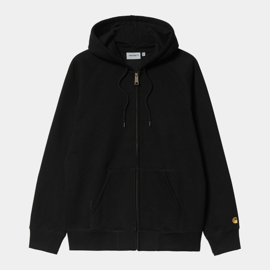 Carhartt WIP Chase Logo Zipped Hooded Sweatshirt Black