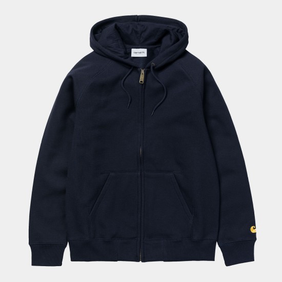 Carhartt WIP Chase Logo Zipped Hooded Sweatshirt Navy