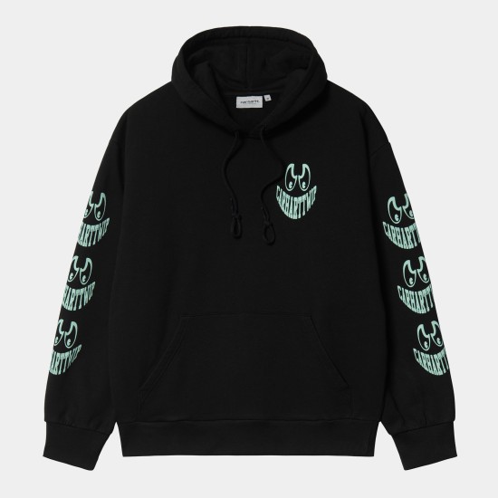 Carhartt WIP Grin Hooded Sweatshirt Black / Spearmint