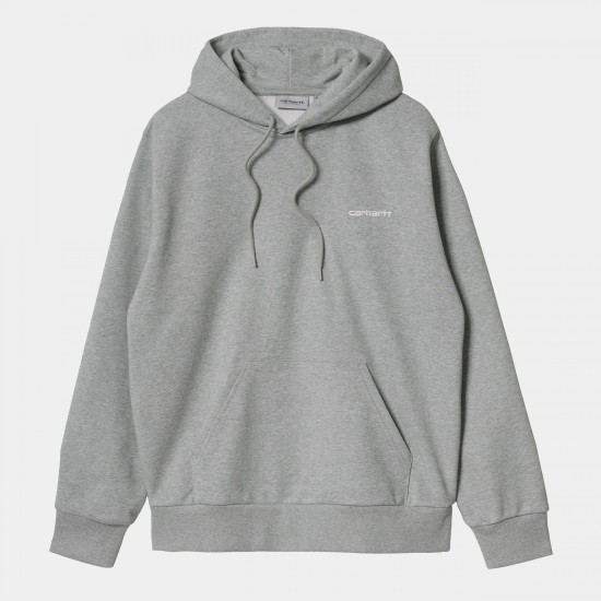 Carhartt WIP Hooded Script Embroidery Sweatshirt Grey Heather / White