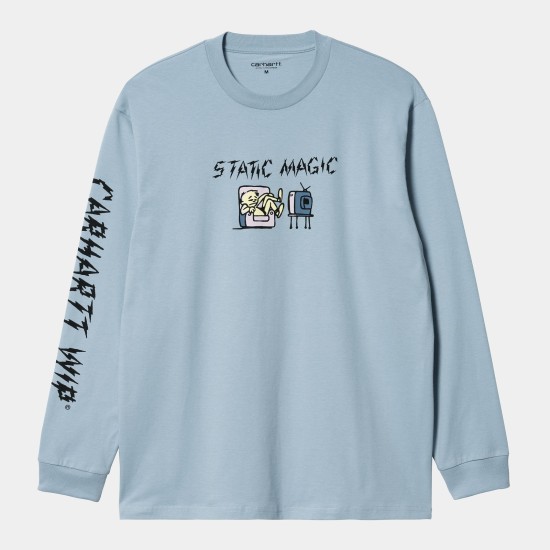 Carhartt WIP Static Long Sleeved T-Shirt Frosted Blue