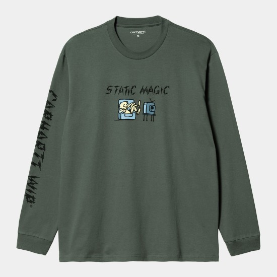 Carhartt WIP Static Long Sleeved T-Shirt Hemlock Green