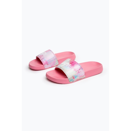 Hype Kids Sliders Pink Spray Drips