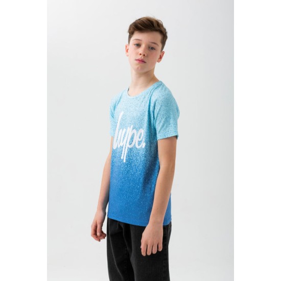 Hype Speckle Fade Script Kids T-Shirt Blue