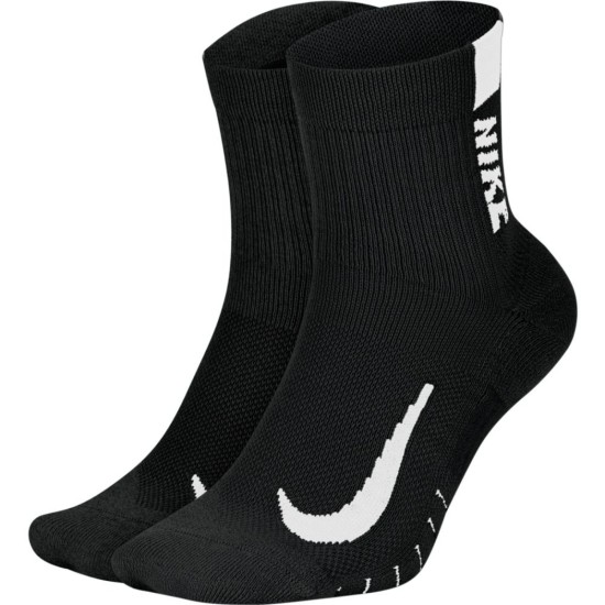 Nike Multiplier Running Ankle Socks (2 Pair) Black