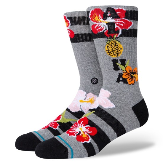 Stance Aloha Hibiscus Socks Heather Grey