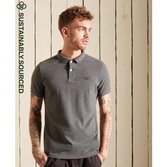 Superdry Classic Pique Short Sleeve Polo Shirt Rich Charcoal