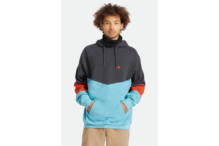 Brixton Beta Square Hoodie Washed Black / Blue